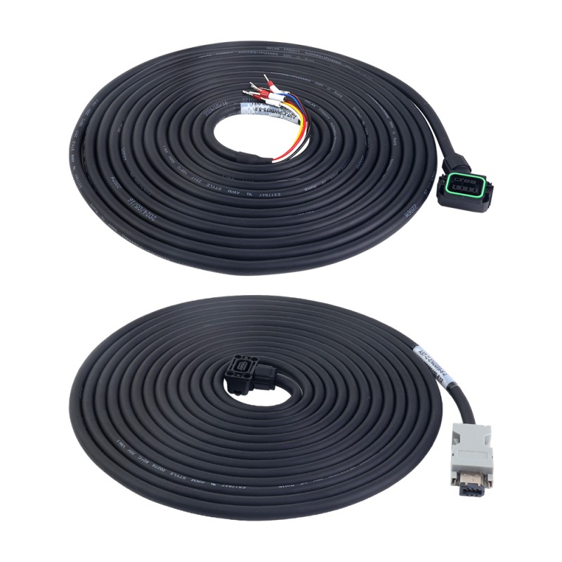 5m(196.85") Motor- en Encoderkabel met connectorenkit voor A6-serie 17-bits servomotor met rem - A6-5MB-5E | StepperOnline