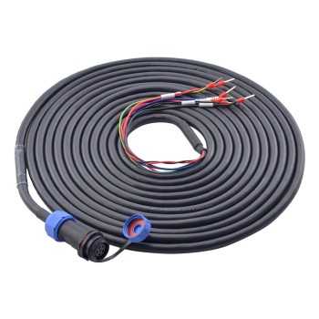 5m(196,85") 6-pins motorverlengkabel met IP65 luchtvaartconnector voor T6-serie 17-bit servomotor met rem