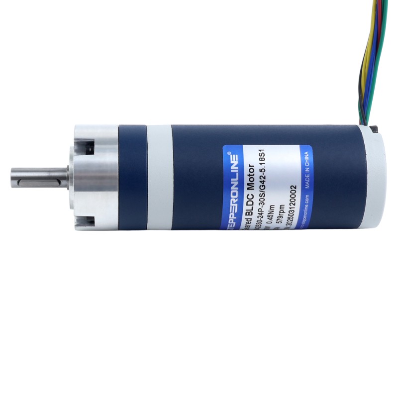 24V 30W 579RPM Tandwielborsteloze DC-motor 0,45Nm(63,73oz.in) 5,18:1 Planetair reductiemechanisme - M42B30-24P-30S/G42-5.18S1 | StepperOnline