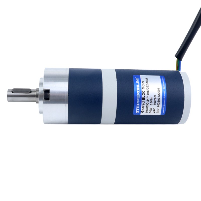 24V 90W 100RPM Tandwielborsteloze DC-motor 6,90Nm(977,12oz.in) 30:1 Planetair reductiemechanisme - M62B90-24P-30S/G62-30S1 | StepperOnline