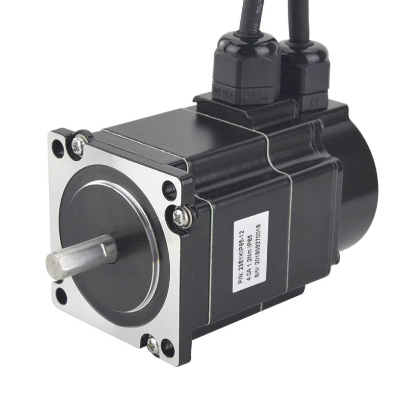 P-serie IP65 Waterdichte Nema 23 Gesloten Lus Stappenmotor 1.2Nm (169.97oz.in) met Encoder 1000PPR (4000CPR)