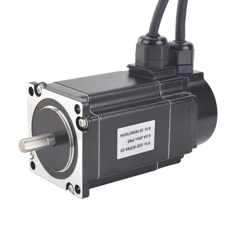 P-serie IP65 Waterdichte Nema 23 Gesloten Lus Stappenmotor 2 Nm (283.28oz.in) met Encoder 1000PPR (4000CPR)