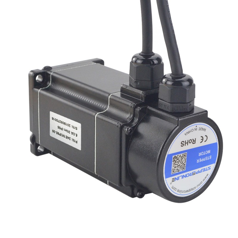 P-serie IP65 Waterdichte Nema 24 Gesloten Lus Stappenmotor 3 Nm (424.92oz.in) met Encoder 1000PPR (4000CPR)
