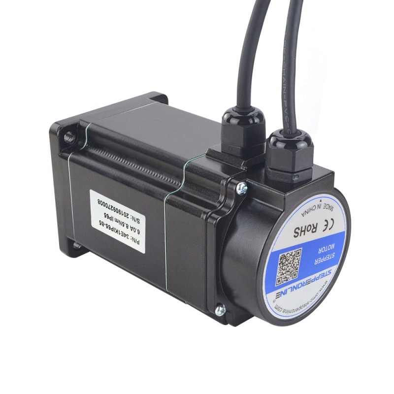 P-serie IP65 Waterdichte Nema 34 Gesloten Lus Stappenmotor 8.5Nm (1203.94oz.in) met Encoder 1000PPR (4000CPR)