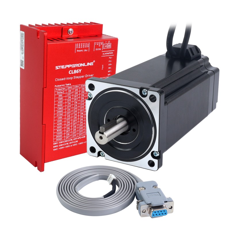YS Serie 1-as Closed Loop Stappenmotor Kit V2.0 12,0Nm (1699,34oz.in) Nema 34 Motor met 1,5m Kabels & Driver - 1-CL86Y-S120-1M5-V20 | StepperOnline