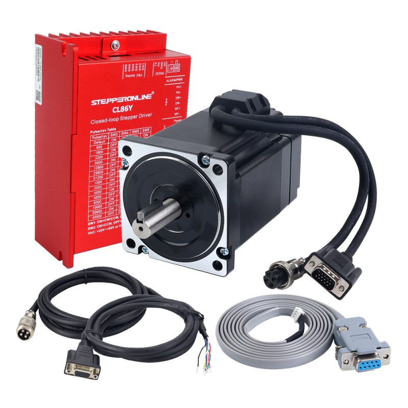 YS Serie 1-as Closed Loop Stappenmotor Kit V2.0 6,50Nm (920,48oz.in) Nema 34 Motor met 2,0m Kabels & Driver - 1-CL86Y-S65-V20 | StepperOnline