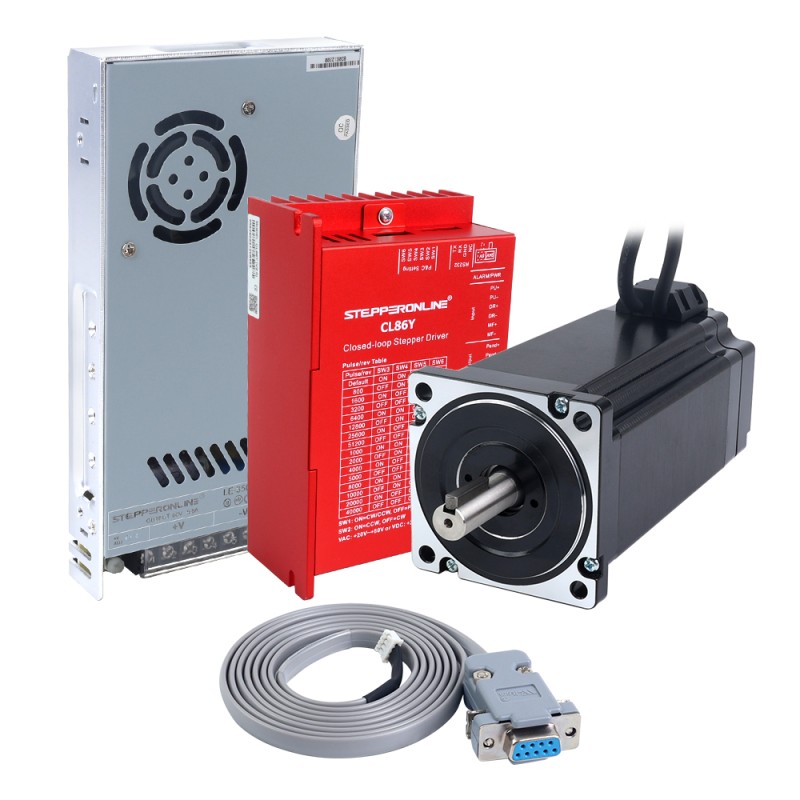 YS-serie 1-as Closed Loop Stappenmotor CNC Kit V2.0 12,00Nm(1699,34oz.in) Nema 34 Motor met 1,5m Kabels & Voeding - 1-CLYS120-1M5-V20 | StepperOnline