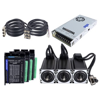TS-serie 3-assige 3.0Nm (424.83oz.in) Nema 23 Closed Loop Stappenmotor Kit met voeding