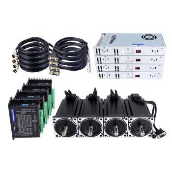 TS-serie 4-assige 12.0Nm (1699.34oz.in) Nema 34 Closed Loop Stappenmotor Kit met voeding