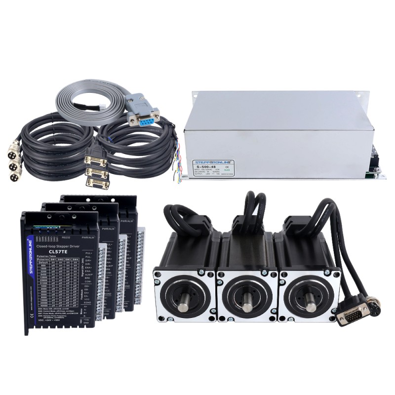 TES Serie 3-assig 4,0Nm(566,56oz.in) Nema 24 Closed Loop Stepper Kit & Driver CL57TE met voeding - 3-CLTES40 | StepperOnline