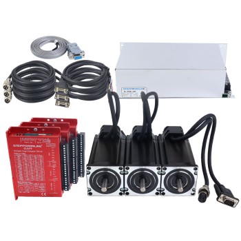 YS Series 3-As Gesloten Lopen Stappenmotor CNC Kit V2.0 3,00Nm(424,83oz.in) Nema 23 Motor met 2,0m Kabels & Voeding