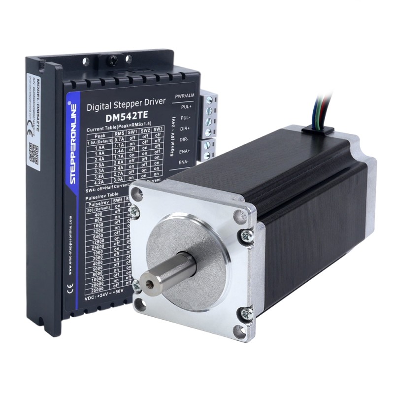 TES Serie 1-as stappenmotor-CNC-kit 3,0Nm(424,83oz.in) Nema 23 stappenmotor & driver DM542TE - 1-DM542TE-23HS45 | StepperOnline