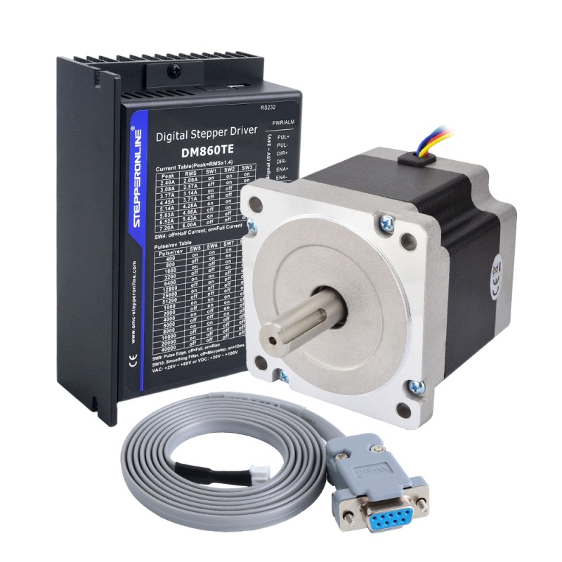 TES Serie 1 As Stappenmotor CNC-Kit 4,5Nm(637,25oz.in) Nema 34 Stappenmotor & Driver DM860TE - 1-DM860TE-34HS31 | StepperOnline