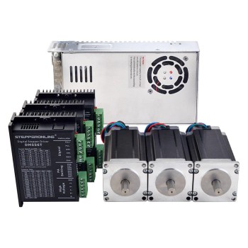 3 As Stepper CNC Kit 3.0Nm (425oz.in) 4.2A Nema 23 Stepper Motor & Driver DM556T & 48V Voeding