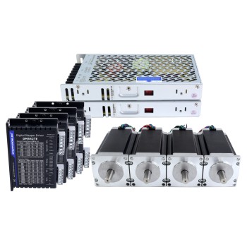 TES Serie 4-assen CNC-freeskit 3,0Nm(424,83oz.in) Nema 23 stappenmotor & driver DM542TE & Voeding