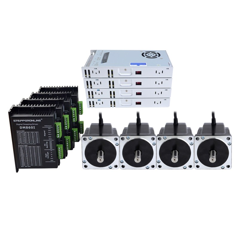 VS in de aanbieding - 4 As Stepper CNC Kit 8.0Nm (1132.89oz.in) Nema 34 Stepper Motor & Driver & 60V Voeding - US-4-DM860I-S80 | StepperOnline