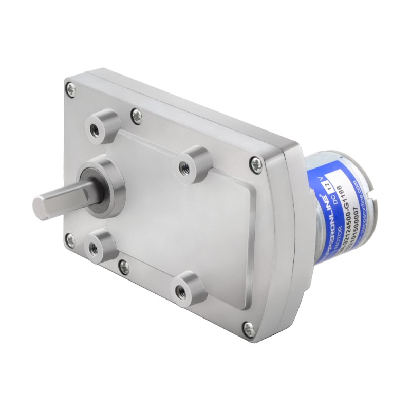 Geborstelde 12V DC motor 60Kg.cm/3RPM met 1166:1 Rechthoekige tandwielkast