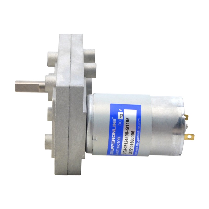 Geborstelde 12V DC motor 60Kg.cm/3.5RPM met 1166:1 Rechthoekige tandwielkast