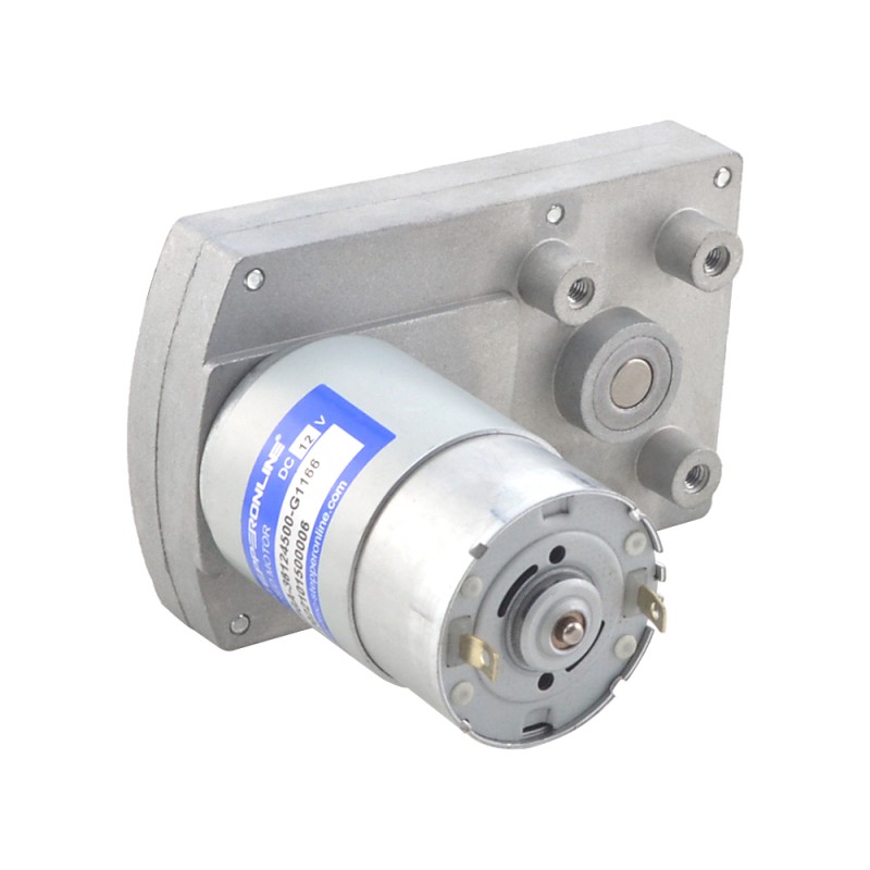 Geborstelde 12V DC motor 60Kg.cm/3.5RPM met 1166:1 Rechthoekige tandwielkast
