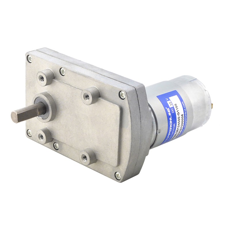 Geborstelde 12V DC motor 60Kg.cm/3.5RPM met 1166:1 Rechthoekige tandwielkast