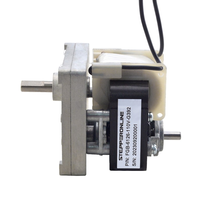 Geborstelde 110V AC motorreductor 50Kg.cm/7.8RPM met 392:1 Rechthoekige tandwielkast