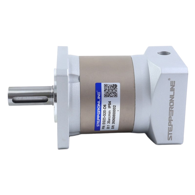 EG-serie planetaire versnellingsbak overbrengingsverhouding 20:1 speling 20arc-min voor 6,35 mm as Nema 23 stappenmotor