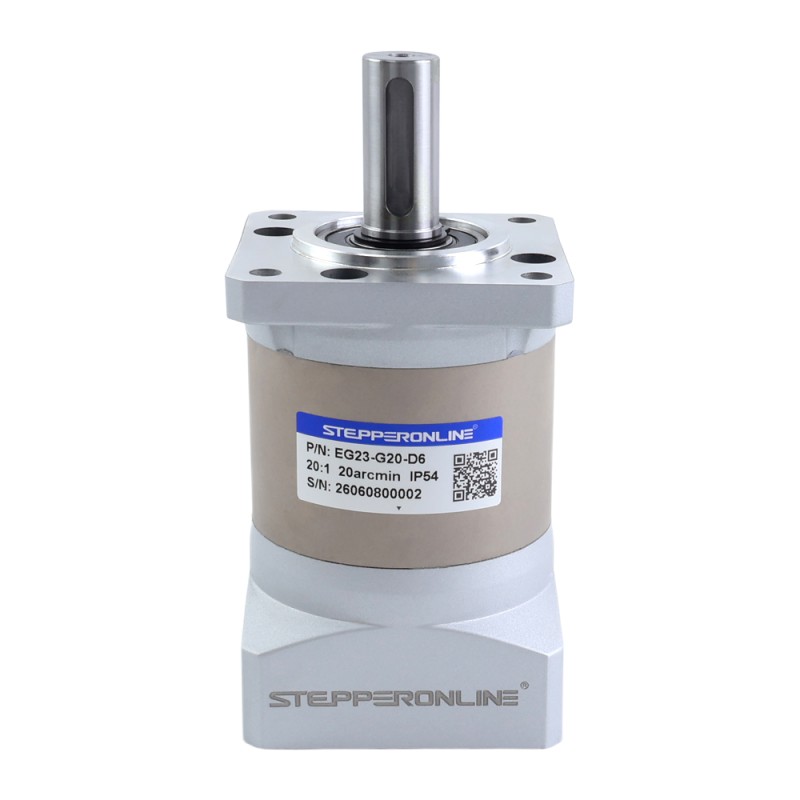 EG-serie planetaire versnellingsbak overbrengingsverhouding 20:1 speling 20arc-min voor 6,35 mm as Nema 23 stappenmotor