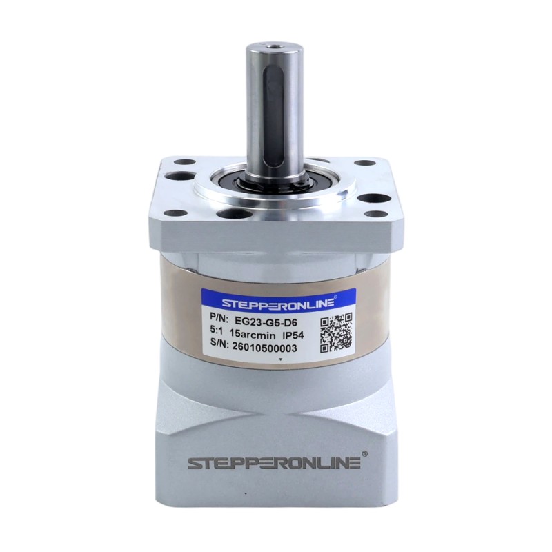 EG-serie planetaire versnellingsbak overbrengingsverhouding 5:1 speling 15arc-min voor 6,35 mm as Nema 23 stappenmotor