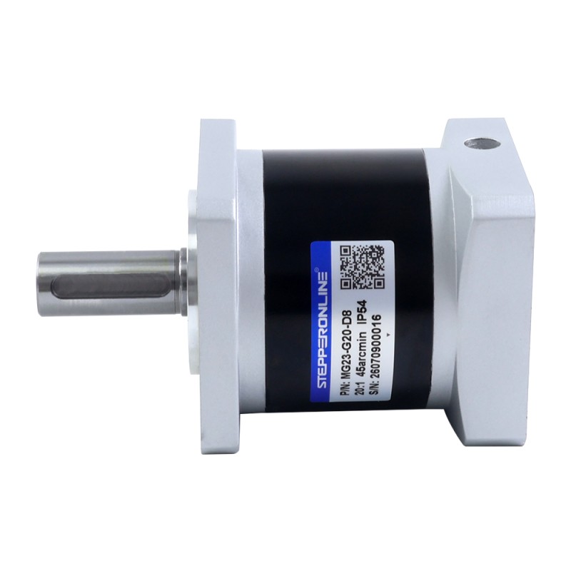 MG-serie planetaire Tandwielkast overbrengingsverhouding 20:1 speling 45arc-min voor 8mm as Nema 23 stappenmotor - MG23-G20-D8 | StepperOnline