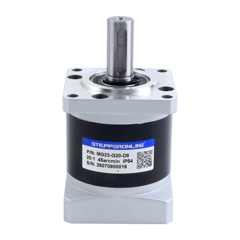 MG-serie planetaire Tandwielkast overbrengingsverhouding 20:1 speling 45arc-min voor 8mm as Nema 23 stappenmotor - MG23-G20-D8 | StepperOnline