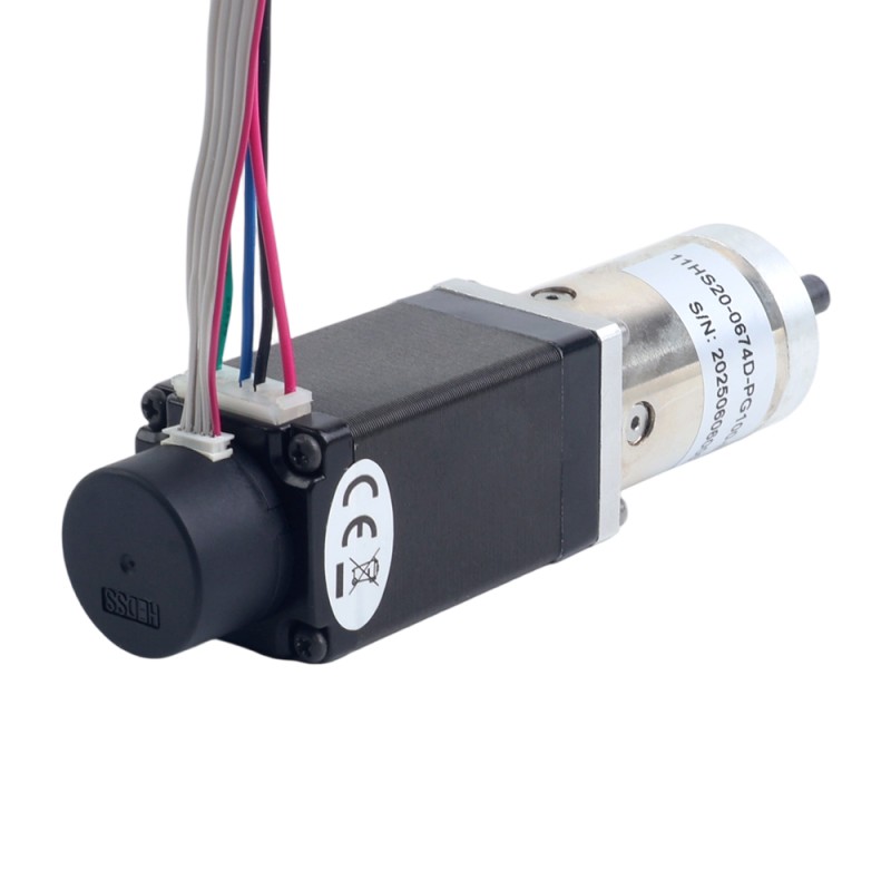 Nema 11 gesloten-lus tandwiel stappenmotor L=51mm tandwielverhouding 100:1 encoder 300PPR - 11HS20-0674D-PG100-E22-300 | StepperOnline