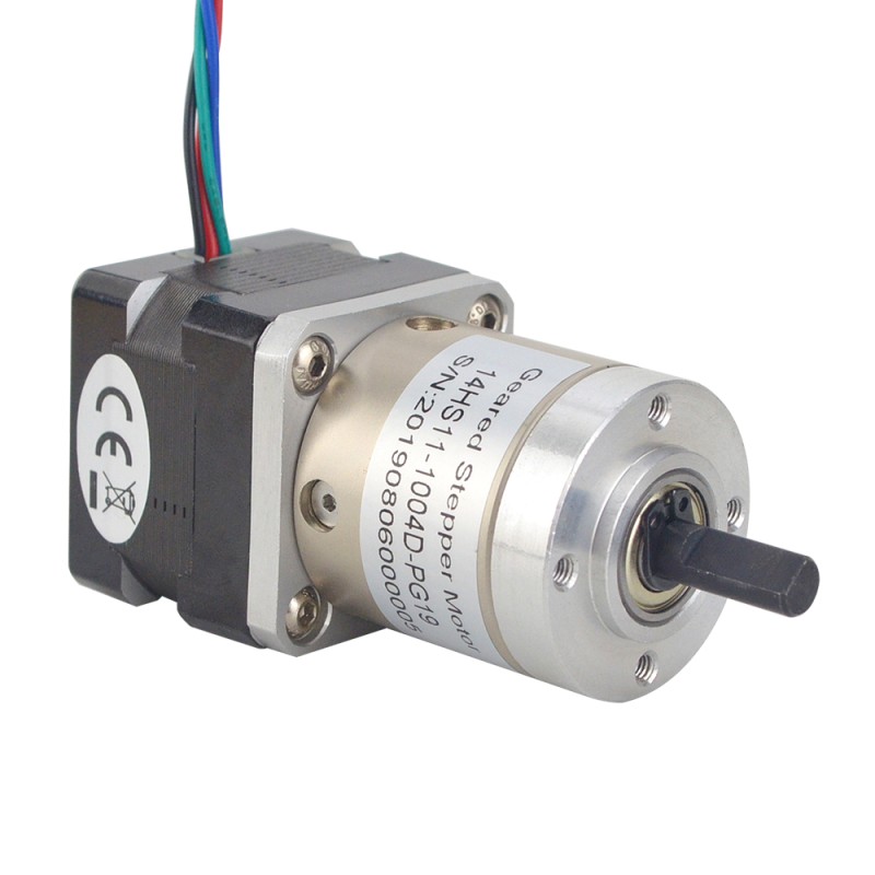 Nema 14 stappenmotor bipolair L=28mm w/overbrengingsverhouding 19:1 planetaire tandwielkast