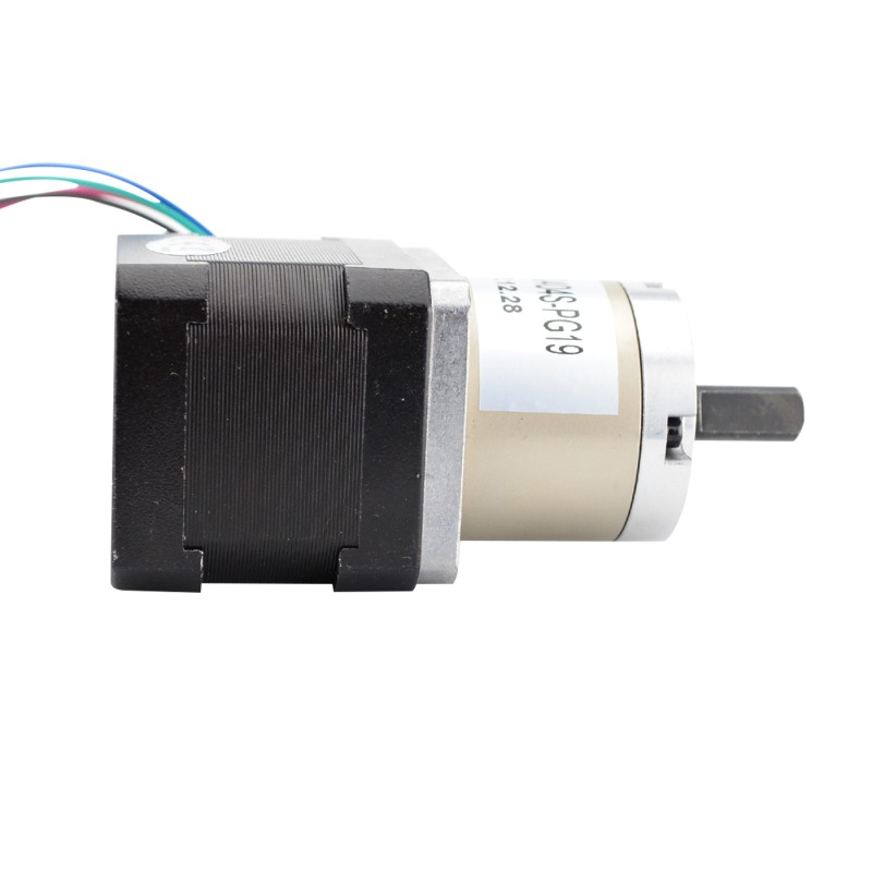 Nema 17 stappenmotor bipolair L=39mm w/overbrengingsverhouding 19:1 planetaire tandwielkast