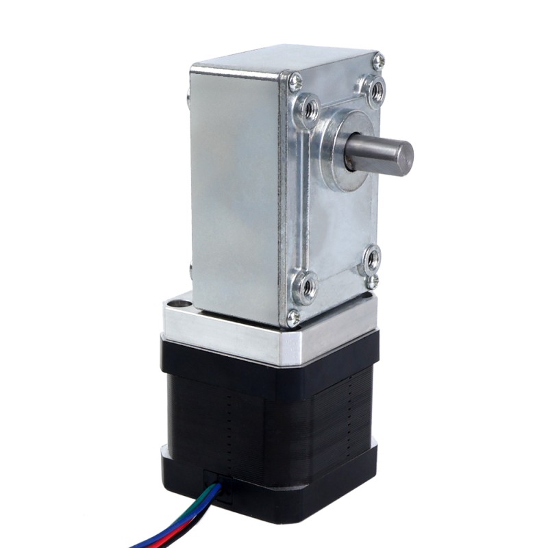 Nema 17 stappenmotor L=39mm 1,68A overbrengingsverhouding 40:1 vierkante wormwielkast - 17HS15-1684S-WG40 | StepperOnline