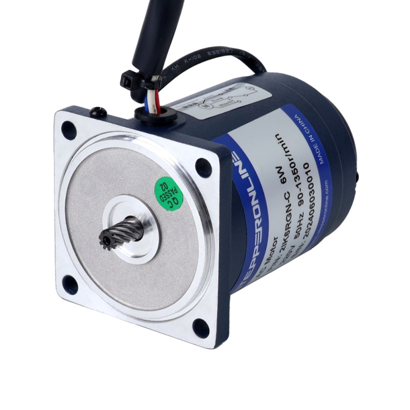 6W 220VAC 50Hz 6-90RPM 0,54Nm(76,47oz.in) Flens 60mm Spur-versnellingsbak Eenfasige AC-motor met variabele snelheid - 2IK6RGN-C/2GN15K | StepperOnline