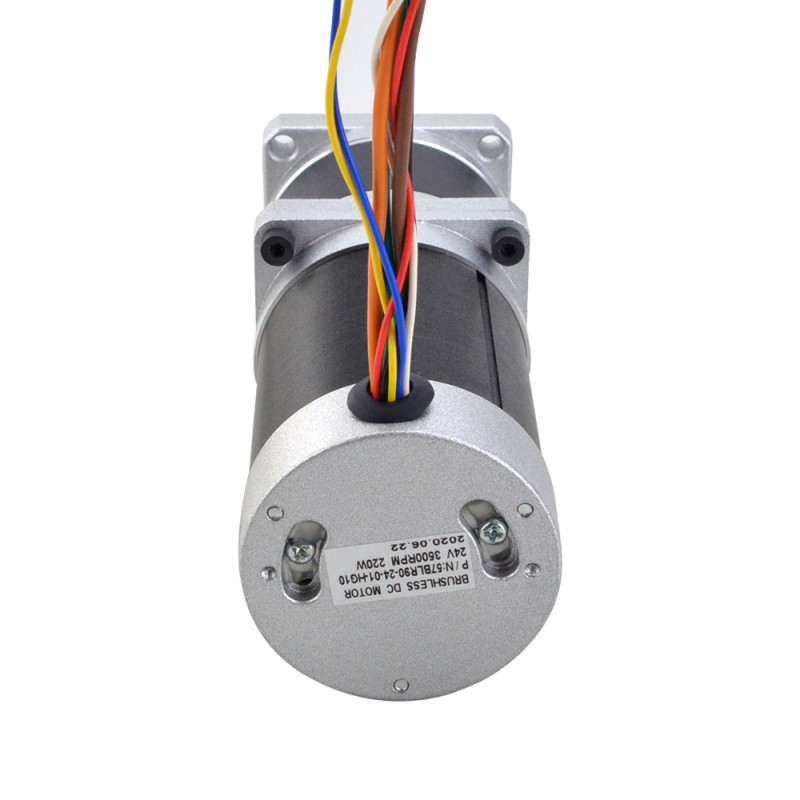 24V 220W 350RPM Geared Brushless DC Motor 5.10Nm (722.22oz.in) 10:1 Hoge Precisie Versnellingsbak