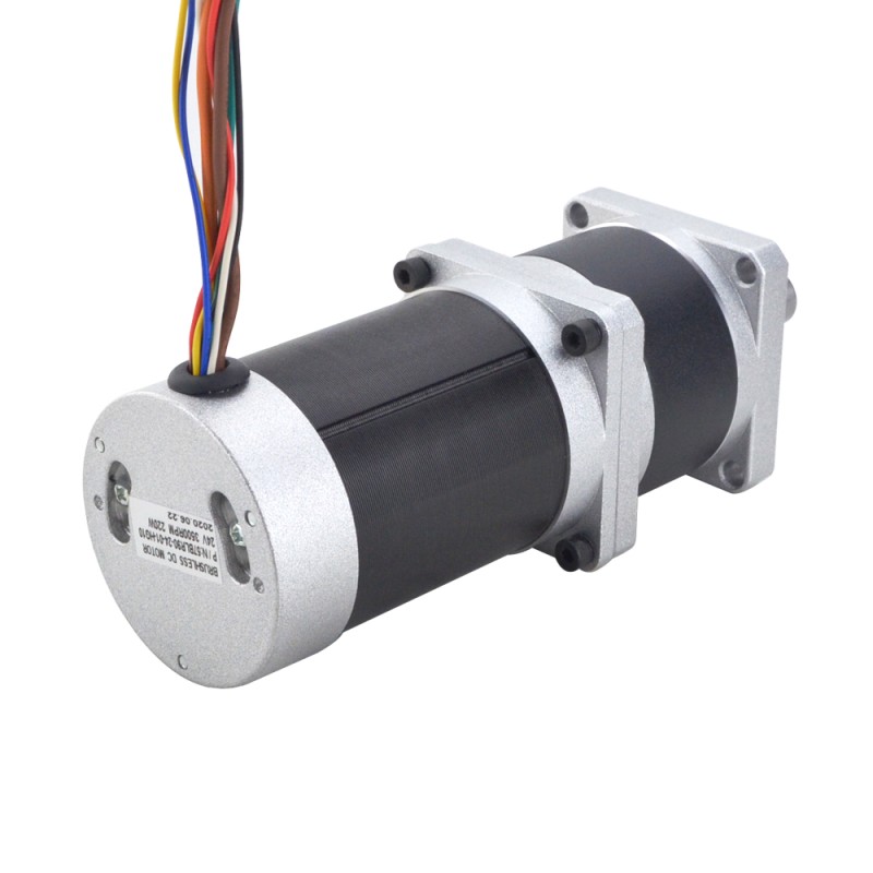 24V 220W 350RPM Geared Brushless DC Motor 5.10Nm (722.22oz.in) 10:1 Hoge Precisie Versnellingsbak