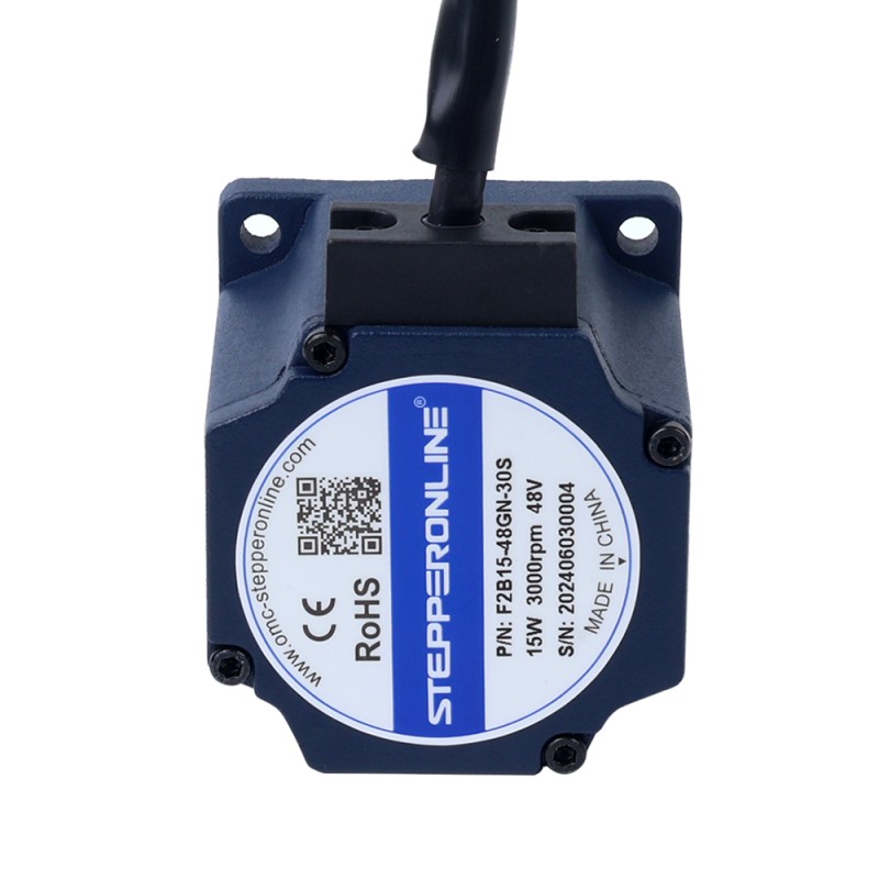 48V 15W 30RPM Borstelloze gelijkstroommotor met versnellingsbak 3,00Nm(424,84oz.in) 100:1 Spur Versnellingsbak - F2B15-48GN-30S/2GN100K | StepperOnline