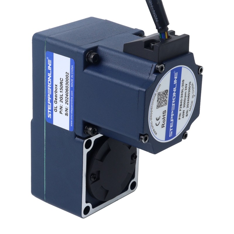 24V 40W 20RPM 13,00Nm(1840,95oz.in) 150:1 borstelloze gelijkstroommotor met tandwielkast en parallelle holle as versnellingsbak - F2B40-24GL-30S/2GL150RC | StepperOnline UK