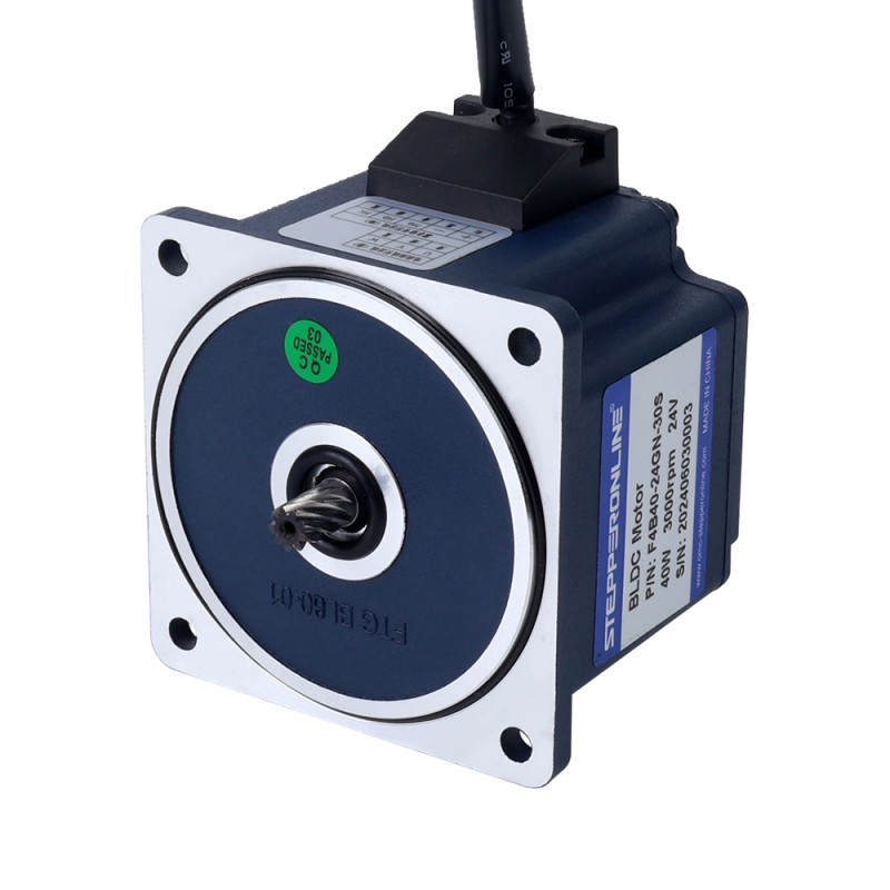 24V 40W 150RPM Borstelloze gelijkstroommotor met versnellingsbak 2,06Nm(291,72oz.in) 20:1 Spur Versnellingsbak - F4B40-24GN-30S/4GN20K | StepperOnline