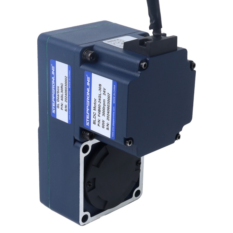 24V 60W 100RPM 4,20Nm(594,77oz.in) 30:1 borstelloze gelijkstroommotor met tandwielkast en parallelle holle as versnellingsbak - F4B60-24GL-30S/4GL30RC | StepperOnline UK