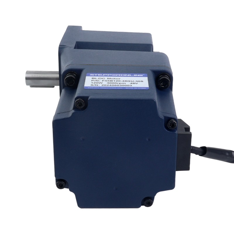 24V 120W 60RPM BLDC-motor met tandwieloverbrenging 11,63Nm(1647,32oz.in) 50:1 Haakse versnellingsbak - F55B120-24GU-30S/5GU50RT | StepperOnline