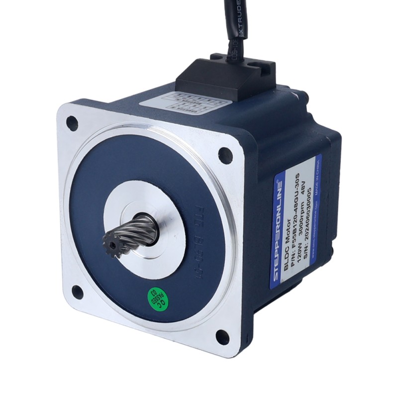 48V 120W 600RPM Borstelloze gelijkstroommotor met versnellingsbak 1,55Nm(219,50oz.in) 5:1 Spur Versnellingsbak - F55B120-48GU-30S/5GU5KB | StepperOnline