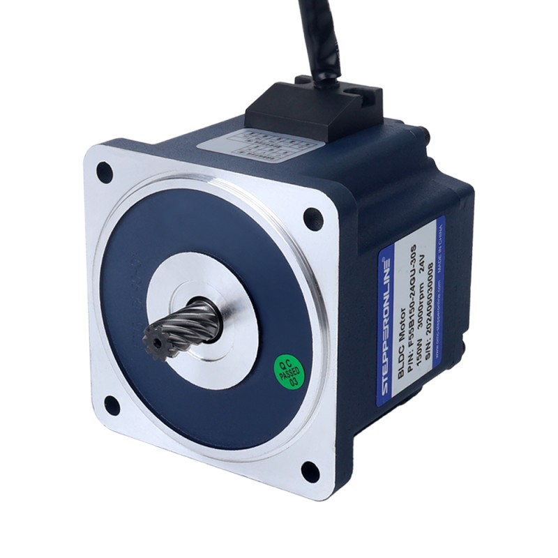 24V 150W 100RPM Borstelloze gelijkstroommotor met versnellingsbak 9,50Nm(1345,31oz.in) 30:1 Spur Versnellingsbak - F55B150-24GU-30S/5GU30KB | StepperOnline
