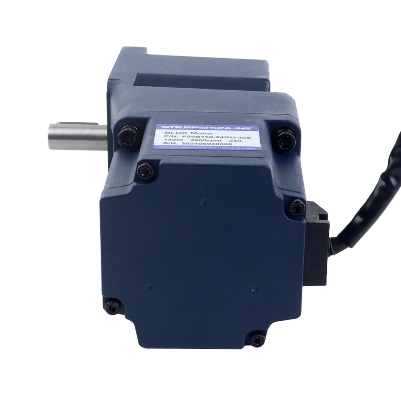 24V 150W 30RPM BLDC-motor met tandwieloverbrenging 30,86Nm(4370,14oz.in) 100:1 Haakse versnellingsbak - F55B150-24GU-30S/5GU100RT | StepperOnline