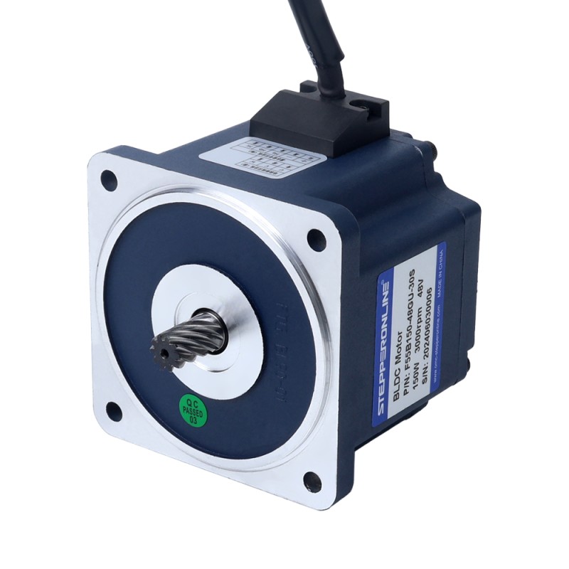 48V 150W 600RPM Borstelloze gelijkstroommotor met versnellingsbak 1,95Nm(276,14oz.in) 5:1 Spur Versnellingsbak - F55B150-48GU-30S/5GU5KB | StepperOnline