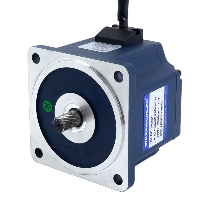 24V 200W 60RPM Borstelloze gelijkstroommotor met versnellingsbak 21,01Nm(2975,27oz.in) 50:1 Spur Versnellingsbak - F6B200-24GU-30S/6GU50K | StepperOnline