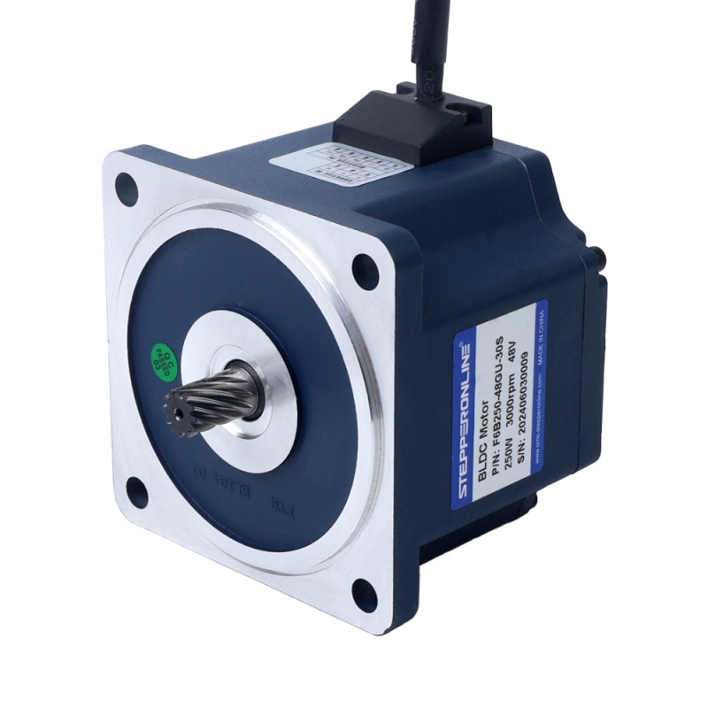 24V 84W 350RPM Geared Brushless DC Motor 1.89Nm (267.65oz.in) 10:1 Hoge Precisie Tandwielkast 48V 250W 30RPM Borstelloze gelijkstroommotor met versnellingsbak 40,00Nm(5664,48oz.in) 100:1 Spur Versnellingsbak - F6B250-48GU-30S/6GU100K | StepperOnline