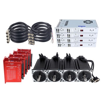 YS-serie 4-assige 12,00Nm(1699,34oz.in) Nema 34 Closed Loop Stappenmotor Kit met Voeding
