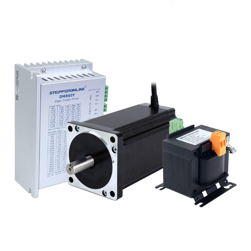 YS-serie 1-assige stappenmotor CNC-kit 12,0Nm(1699,34oz.in) Nema 34 stappenmotor & driver & AC-transformator - 1-DM860Y-TR120 | StepperOnline
